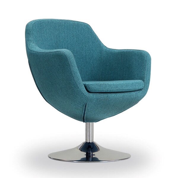 Manhattan Comfort Caisson Swivel Accent Chair in Blue and Polished Chrome AC028-BL - main